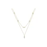 Minimalist Style Fashion Double-Layer Pearl Necklace (Gold)