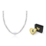 Geometric Silver Nugget Pearl Necklace (LVOE Heart Box)