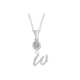 Plain Chain+Pendant+Crystal+Letter W