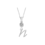 Plain Chain+Pendant+Crystal+Letter N