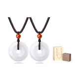 White Chalcedony Peaceful Buckle Necklace-Couple's (1 Pair)