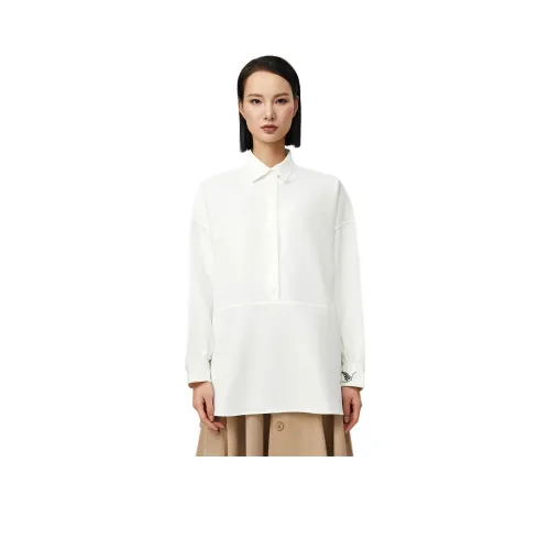 XUANZHIWU 우드 화이트 여성 셔츠