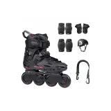 Black Red Roller Skates+COBET Protective Gear 6-Piece Set+Helmet+Handle