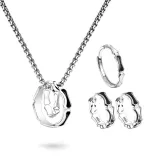 Bamboo Double Ring Necklace+Bamboo Ring+Bamboo Hoop Earrings