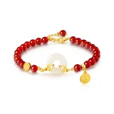 Silver 925-Fu Character Pendant Peaceful Buckle Bracelet