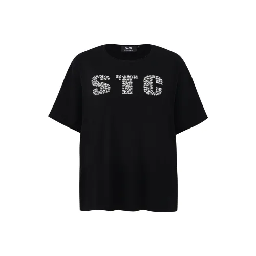 STEEPC 블랙 남녀공용 티셔츠