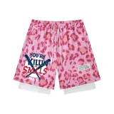 159 Mock Two-Piece Pink (Baseball English+Embroidery)