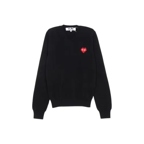 (W) 플레이 꼼데가르송 x 인베이더 픽셀와펜 니트웨어 블랙