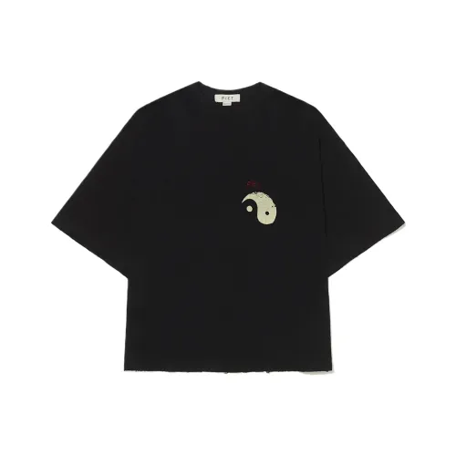 PIET 블랙 남녀공용 티셔츠