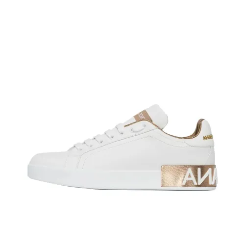 Dolce & Gabbana Portofino Low Top Skateboard Shoes Women's White