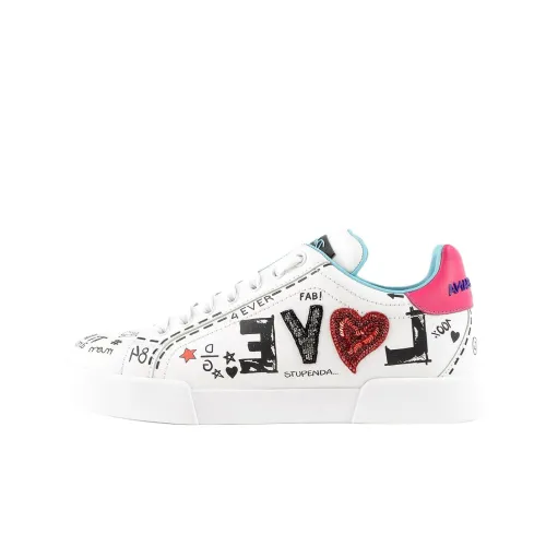 Dolce & Gabbana Portofino Low Top Skateboard Shoes Women's White