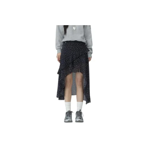 WEEKEND HUB 블랙 여성 캐주얼 롱 스커트