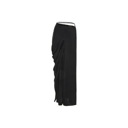 ELYWOOD 블랙 여성 캐주얼 롱 스커트