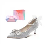 Rhinestone Bowknot Silver-[5.5cm Limited Box]Y729G