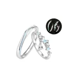 925 Sterling Silver Starry Butterfly Glow in The Dark Couple Rings