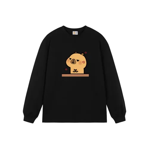 KAPIBALAXIAOHUANGTUN 블랙 남녀공용 티셔츠