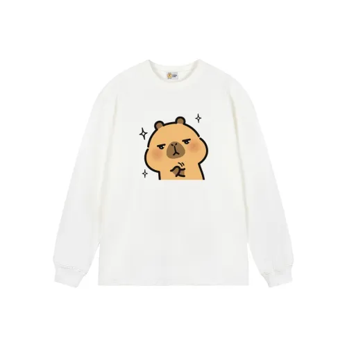 KAPIBALAXIAOHUANGTUN 화이트 남녀공용 티셔츠