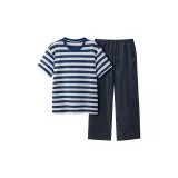 [Men's Pants]Blue Horizontal Stripes