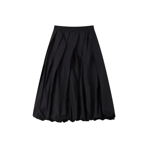 DE Mincollection 블랙 여성 캐주얼 롱 스커트