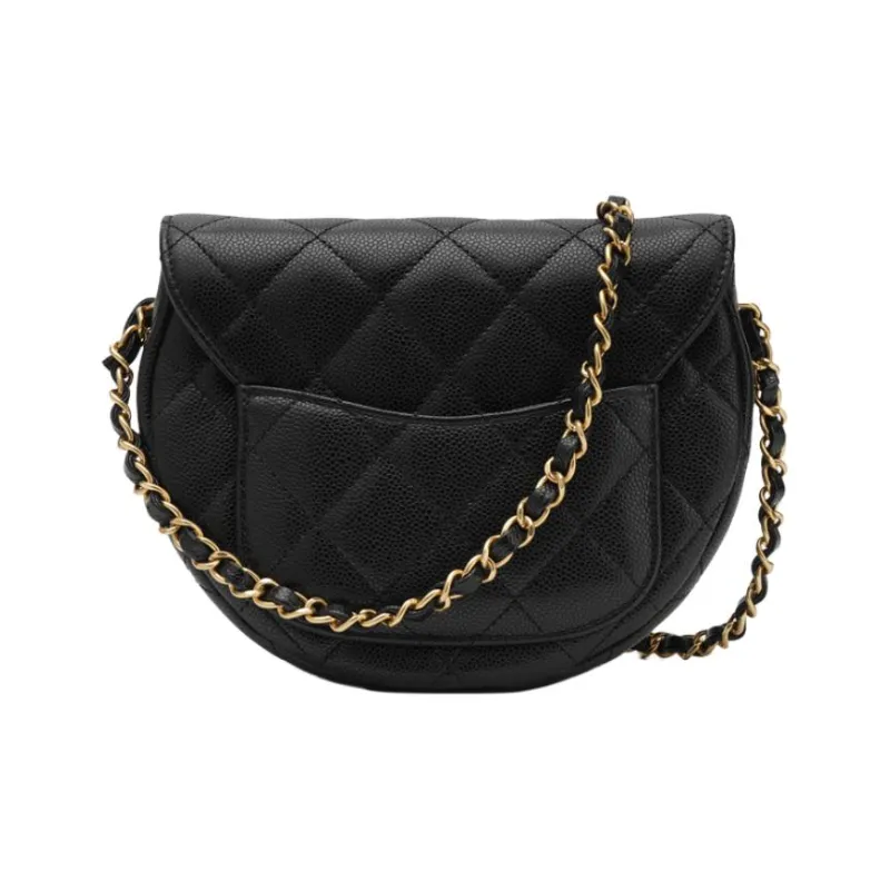 【コグマさん専用】 CHANEL Cow Leather Messenger Bag Half-Moon Bag Saddle Bag