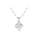 Silver 925-Four-Leaf Clover Necklace with White Zircon