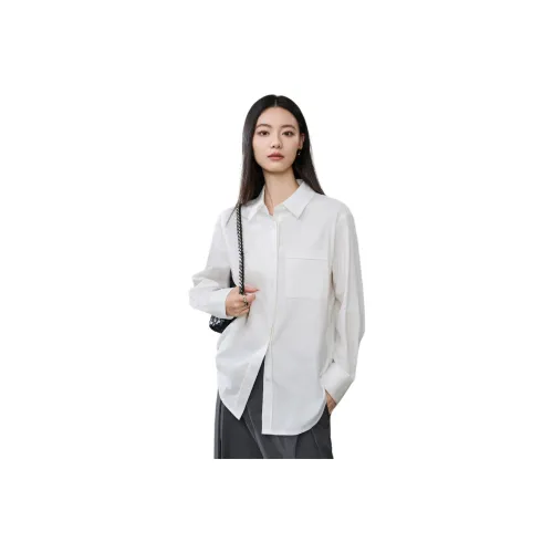 YIYANG 밀크 화이트 여성 셔츠