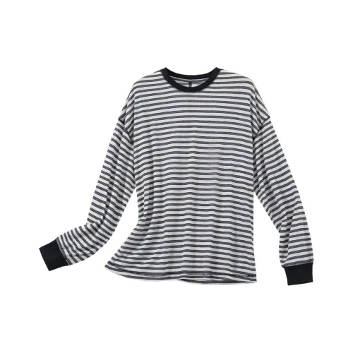 Le Alfashionline 블랙 화이트 스트라이프 패턴 여성 티셔츠