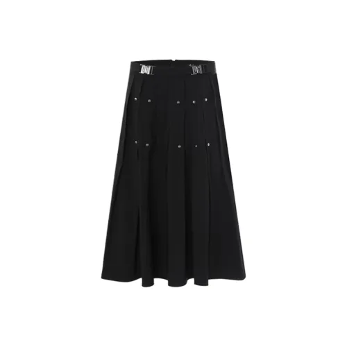Uhot 블랙 여성 캐주얼 롱 스커트