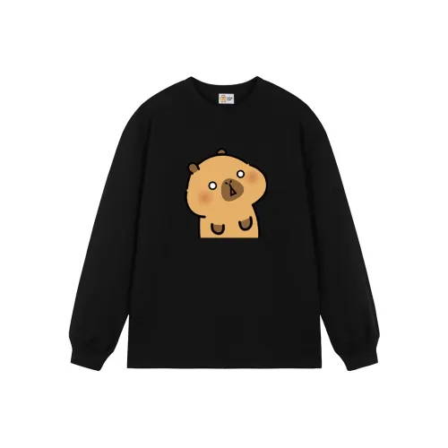 KAPIBALAXIAOHUANGTUN 블랙 남녀공용 티셔츠