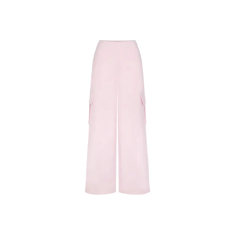 ★Polysooem★ OVERSIZED TUCK PANTS, PINK TERRY CARGO PANTS | PINK GLOW002 - GOOD AMERICAN