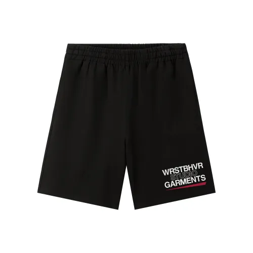 WRSTBHVR PIONEER 블랙 남녀공용 캐주얼 반바지