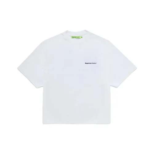 SUPERVSN 화이트 남녀공용 티셔츠