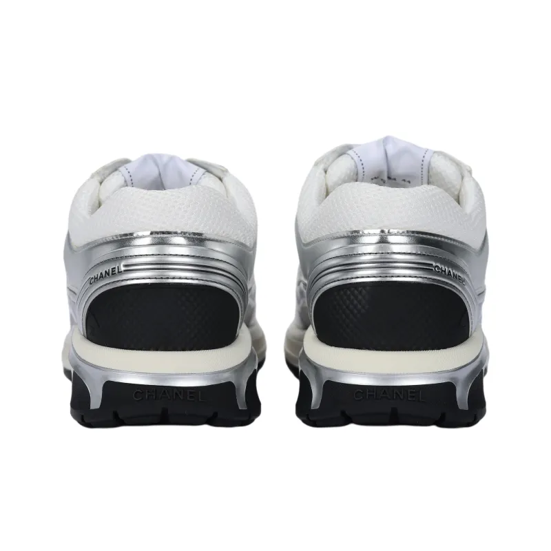 CHANEL CC Logo Sneakers White Silver Women's Original Shoe