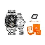 Natural Black Dial+Natural White Dial Couple Watches