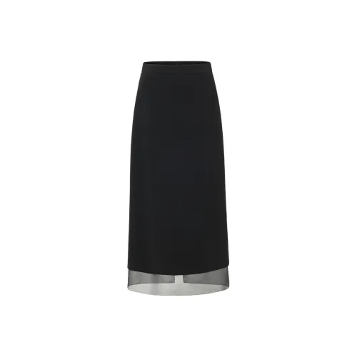 TAMMY TANGS 블랙 여성 캐주얼 롱 스커트
