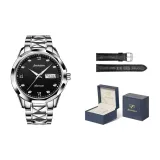 Steel Band Jet Black[Includes: Exclusive Box+Leather Strap]