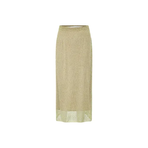 SWAYING KNIT 베이지 여성 캐주얼 롱 스커트