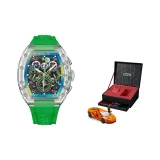 Transparent Case Green Dial Green Rubber Strap
