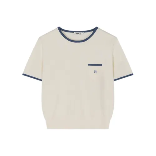 GRVRGROVE 아이보리 화이트 여성 티셔츠