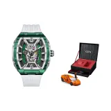 Green Case Black Dial White Rubber Strap-Car Model Gift Box (Car Model Random)