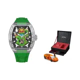 Transparent Case Green Dial Green Rubber Strap