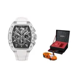 Transparent Case Black Dial White Rubber Strap