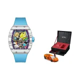 White Case Color Dial Blue Rubber Strap