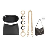 (Coach Nomad Hobo Bag) Black DuPont paper + Straight gold black moon + Dog buckle decorative chain 45cm