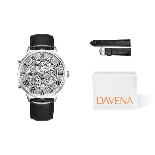 DAVENA 오토매틱 메커니컬 무브먼트 남녀공용 도티드 아이 컬렉션 중국 시계 44mm*44mm*13mm 해골