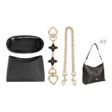 (Coach Hobo Bag) Black DuPont Paper+Gold Black Four-Leaf Clover Extender Chain+Dog Clip Decorative Chain 45cm