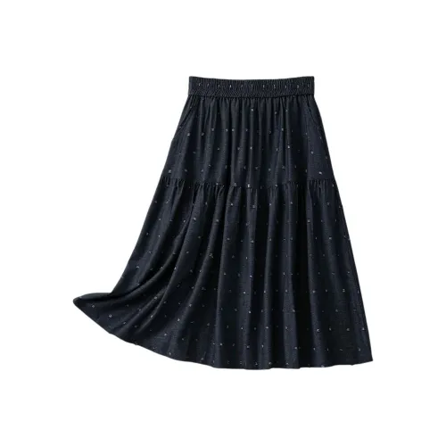 CHABER 블루 여성 캐주얼 롱 스커트