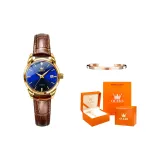 Brown Leather Gold-Tone Blue Dial[Orange Heart Orange Box]