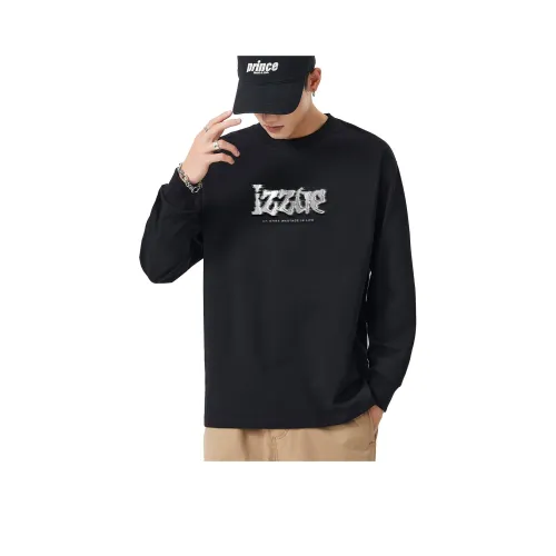 Izzue 블랙 남녀공용 티셔츠
