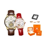 Brown Leather White Dial+Red Leather White Dial Couple Watches